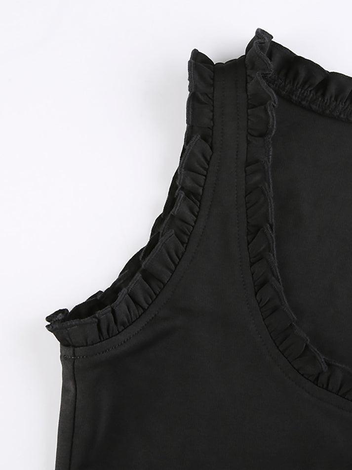 Frill Trim Button Down Corset Top