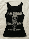 Gothic Punk Skull Print Tank Top