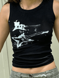 Guitar Ribbed Cropped Tank Top