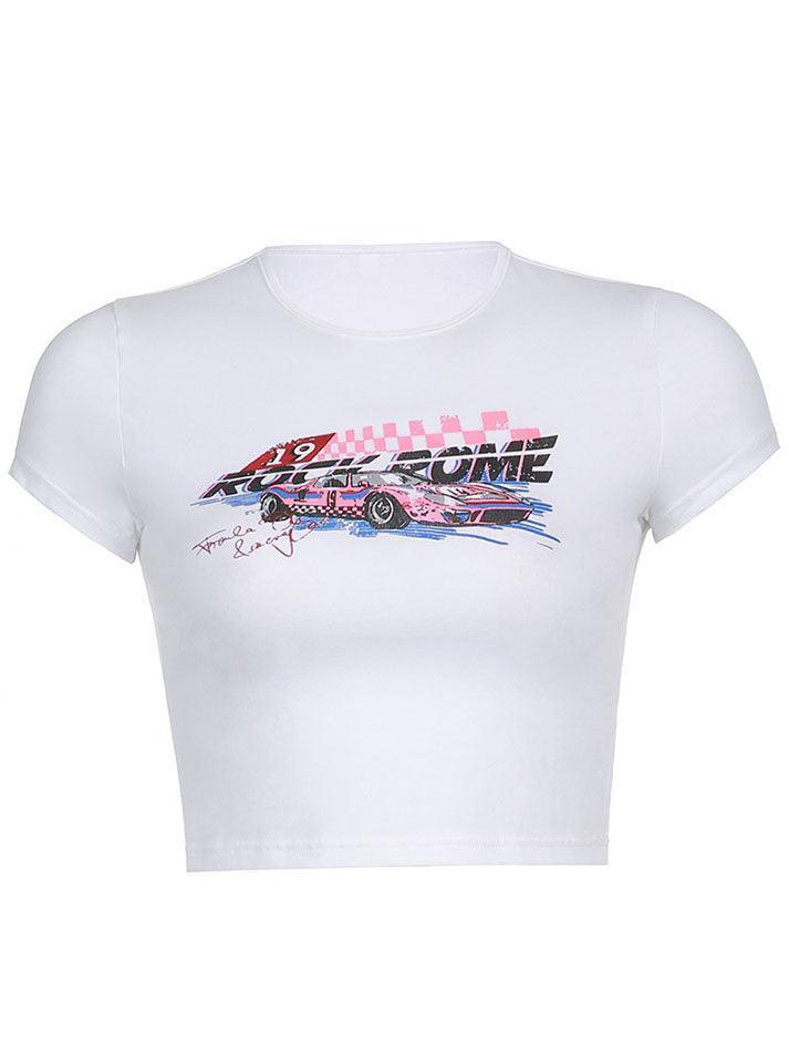 Moto Car Printed Crop Top