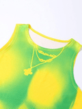 Ombre Pixel Print Crop Tank Top