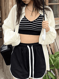 Padded V Neck Rib Crop Cami Top