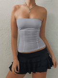 Paneled Solid Color Bandeau Top