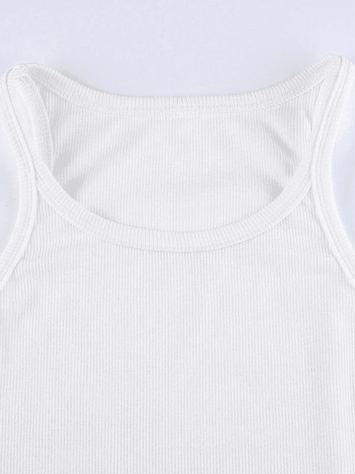 Rib Basic Solid Crop Cami Top