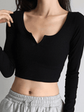 Rib Knit Long Sleeve Crop Top