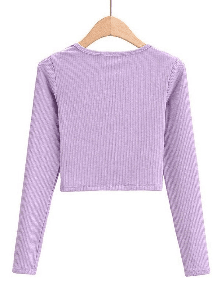 Rib Knit Long Sleeve Crop Top