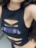 Slash Detail Floral Cropped Tank Top