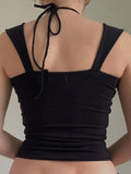 Solid Color Pleated Halter Tank Top