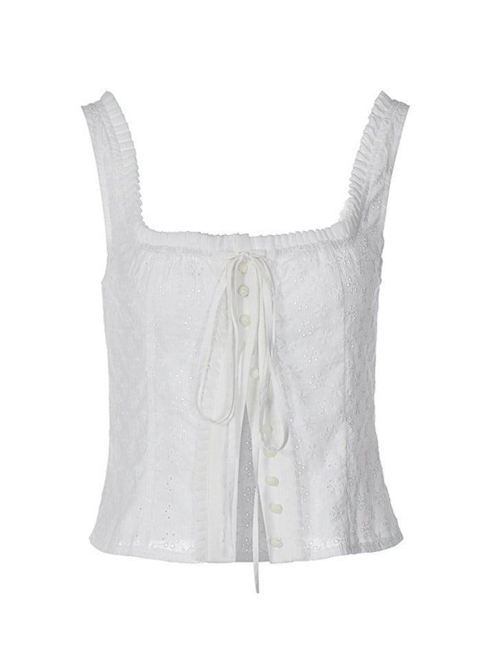 Square Neck Embroidery Cutout Cami Top