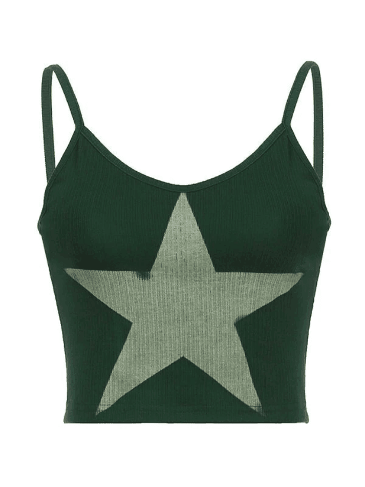 Star Print Knitted Crop Cami Top