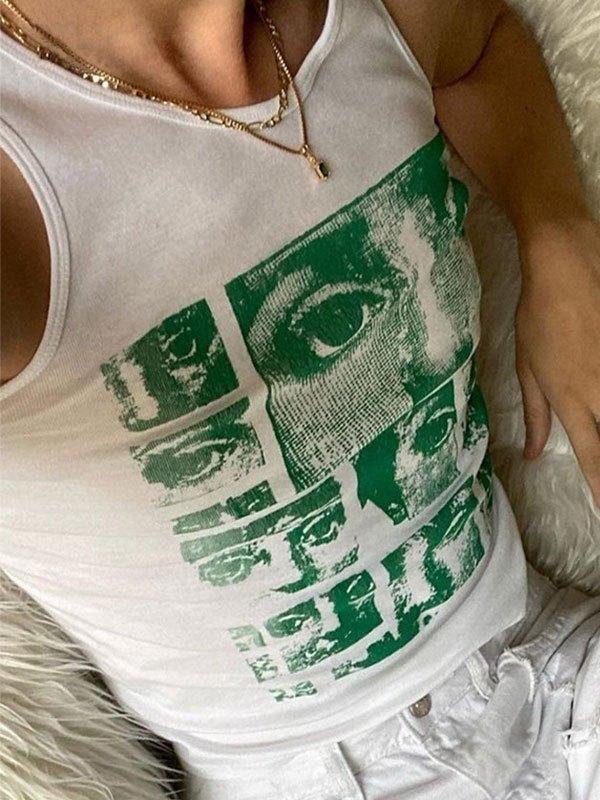 Staring Eye Graphic Crop Tank Top