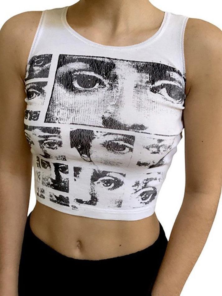 Staring Eye Graphic Crop Tank Top