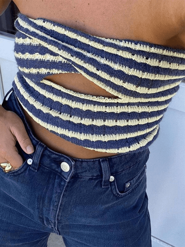 Twist Cutout Crop Bandeau Top