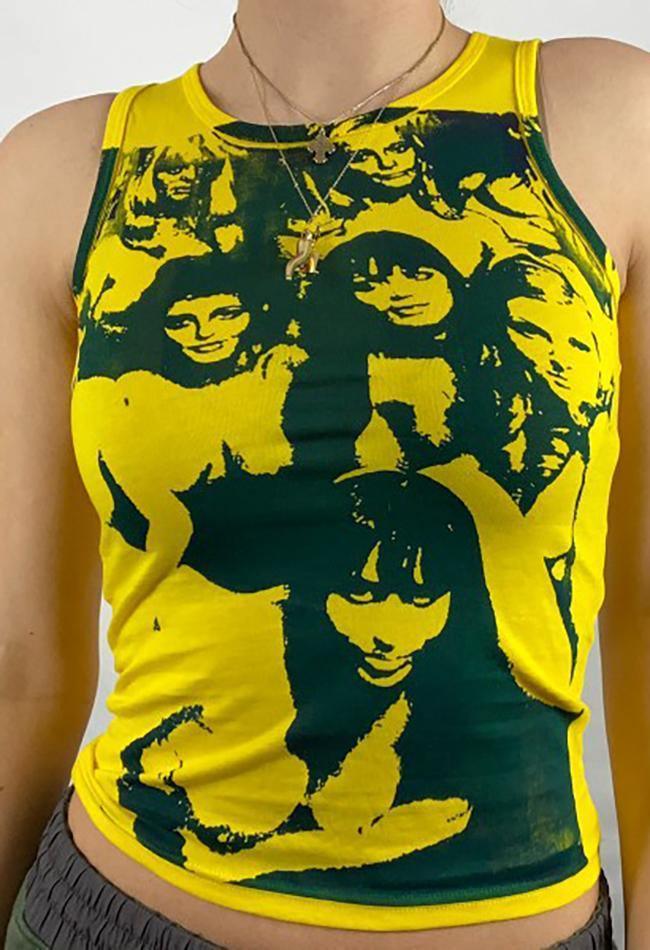 Vintage Girl Graphic Crop Tank Top