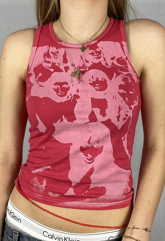 Vintage Girl Graphic Crop Tank Top