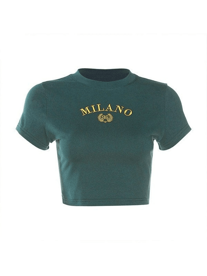 Vintage Logo Embroidery Crop Top