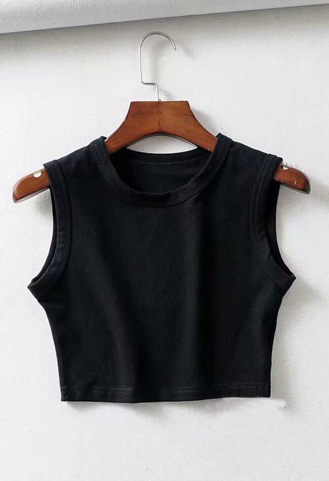 Yoga Solid Cropped Tank Top