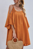 Fashion Casual Solid Hollowed Out Spaghetti Strap Princess Dresses