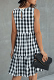 Fashion Street Plaid Patchwork O Neck Princess Dresses