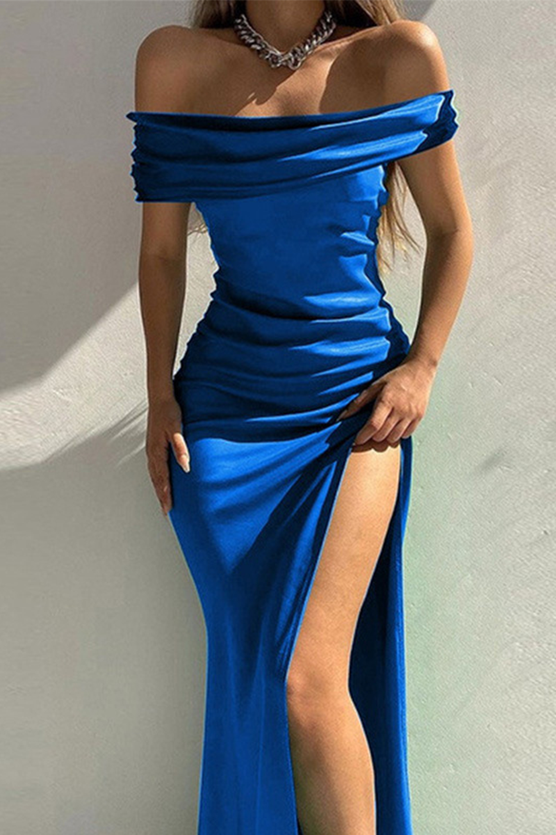 Sexy Solid High Opening Off the Shoulder Pencil Skirt Dresses(4 Colors)