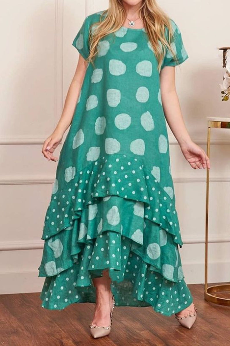 Casual Dot Patchwork Printed Dress Dresses(9 Colors)