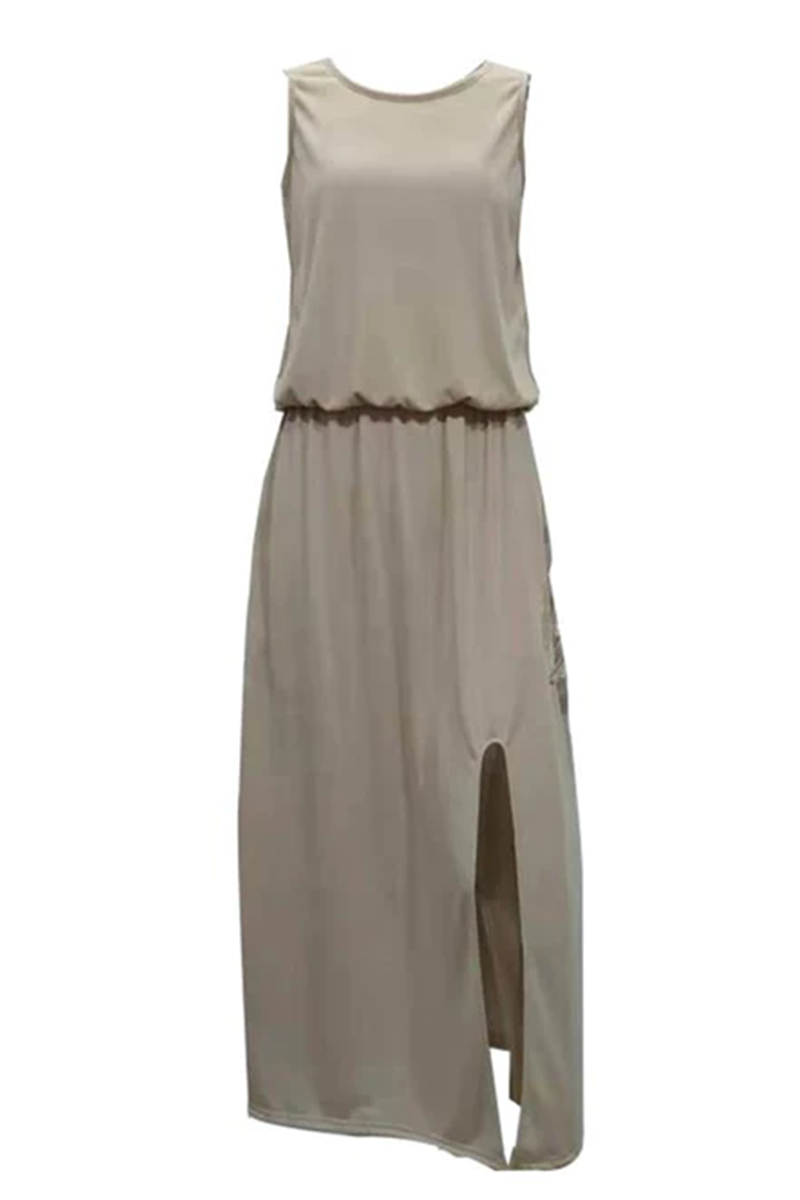 Oklulu Bohemian Sleeveless Side Slit Maxi Dress