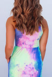 Oklulu Tie-dye Printed Multicolor Maxi Dress