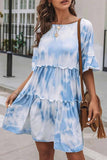 Oklulu Cute Tie-dye Midi Dress