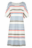 Oklulu Printed O-neck Striped Midi Dress