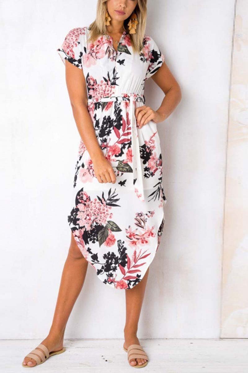 Oklulu Trendy Printed Asymmetrical Midi Dress(4 colors)