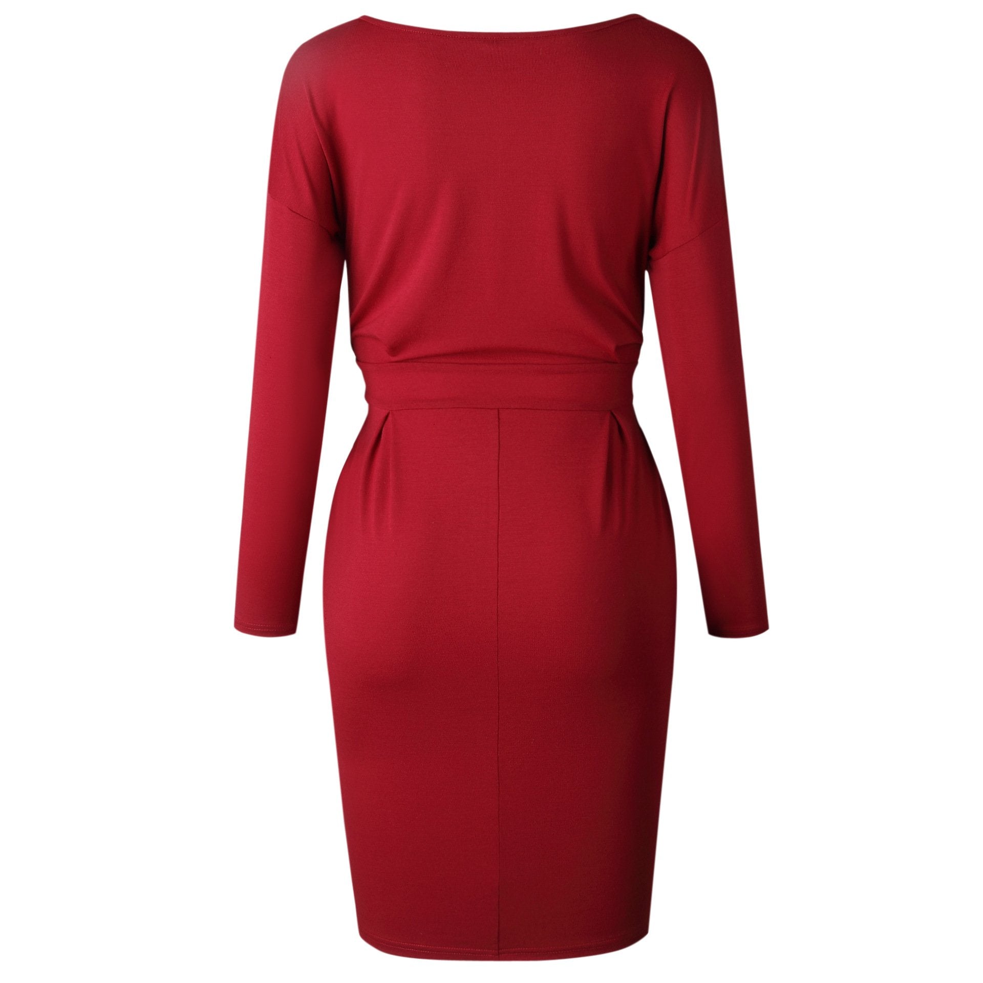 Oklulu O Neck Midi Dress With Belt (Long Sleeve)