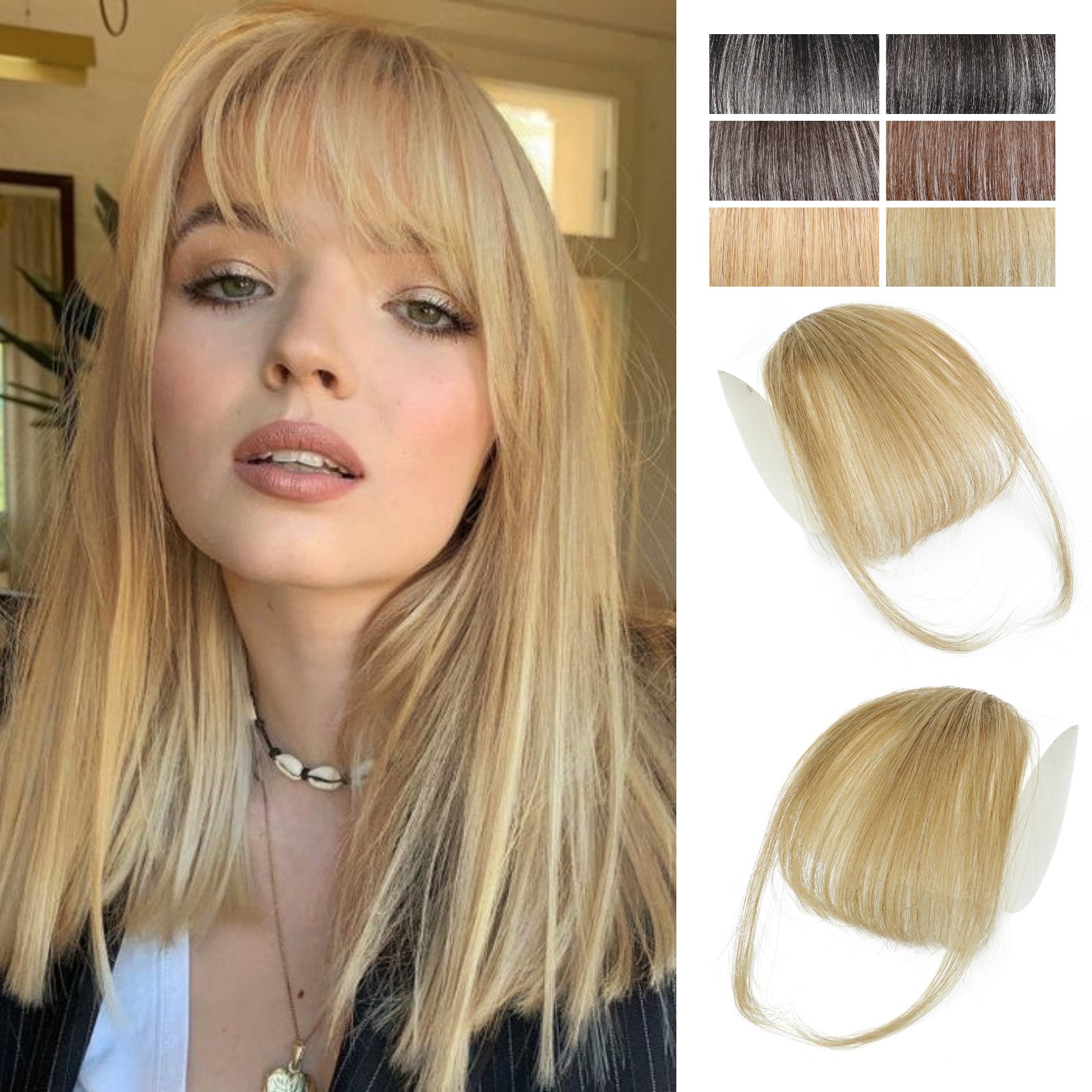 Shangzi Clip In Blunt Bangs Bang Hair Extension Synthetic Wig Fake Fringe Natural Hair Bangs Black L Brown Accessories Fake Hair