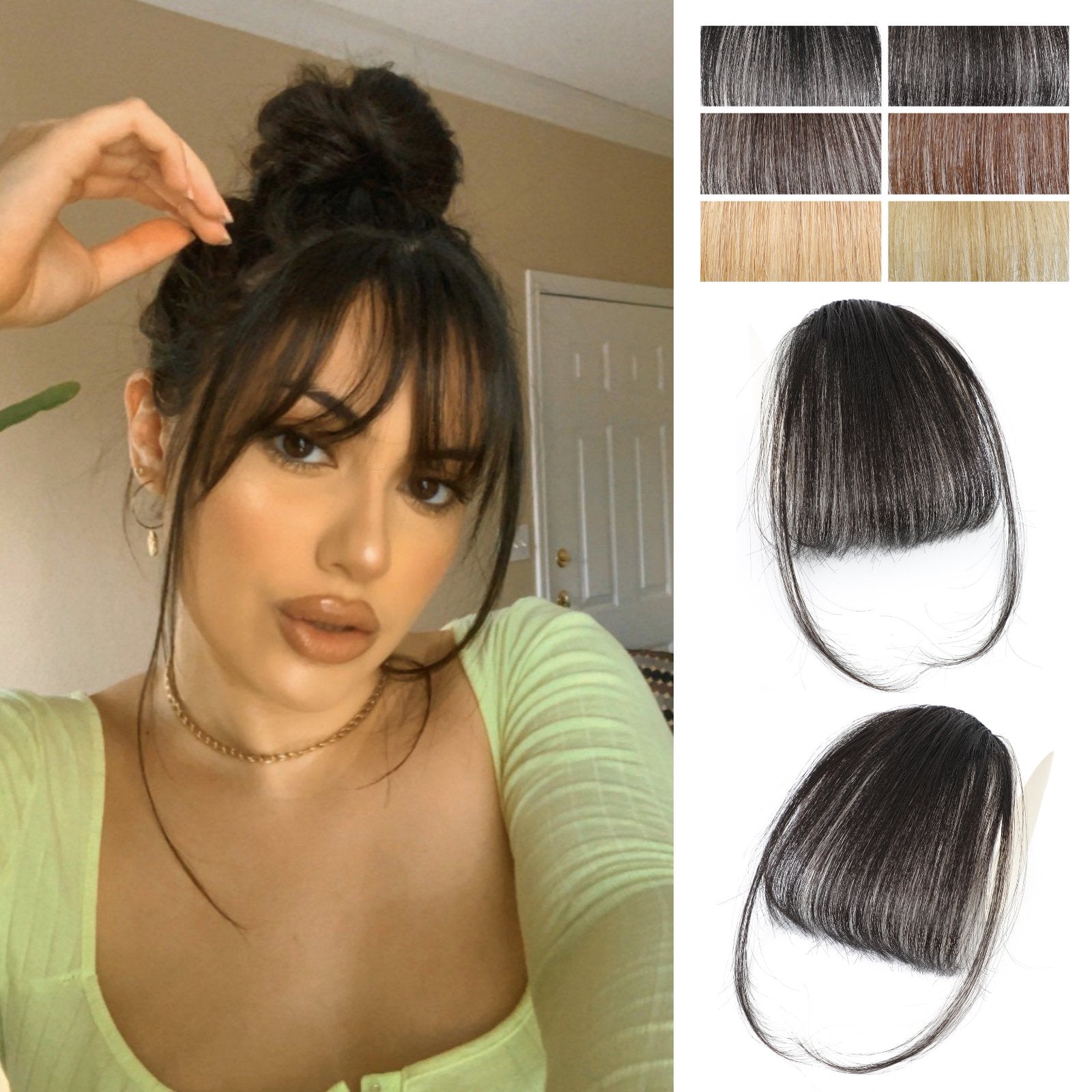 Shangzi Clip In Blunt Bangs Bang Hair Extension Synthetic Wig Fake Fringe Natural Hair Bangs Black L Brown Accessories Fake Hair