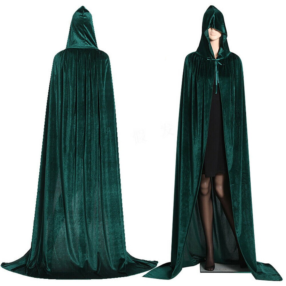 Gothic Hooded Cloak Adult Elf Witch Long Purim Carnival Halloween Cloaks Capes Robe Larp Women Men Vampires Grim Reaper Party