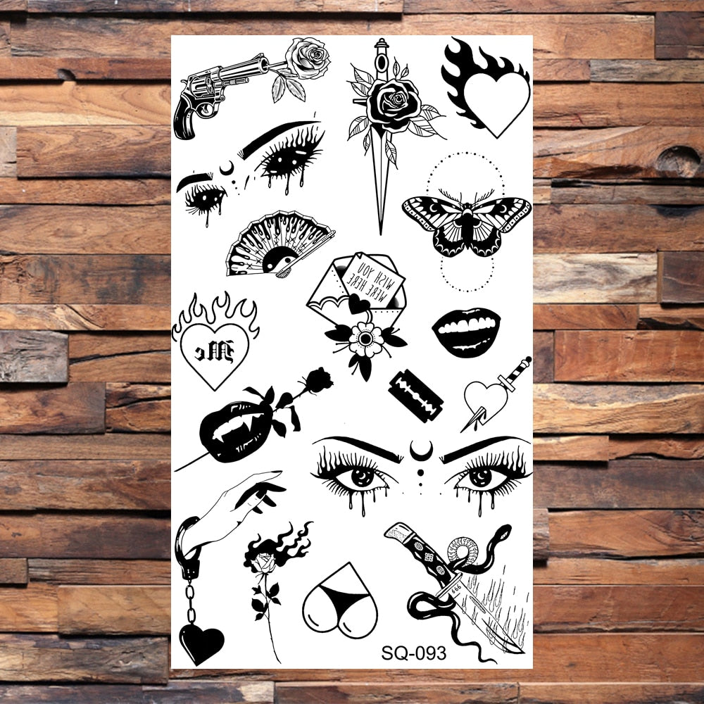 Skull Anchor Halloween Temporary Tattoos For Adults Children Realistic Pirate Panda Compass Fake Tattoo Sticker Body Neck Tatoos