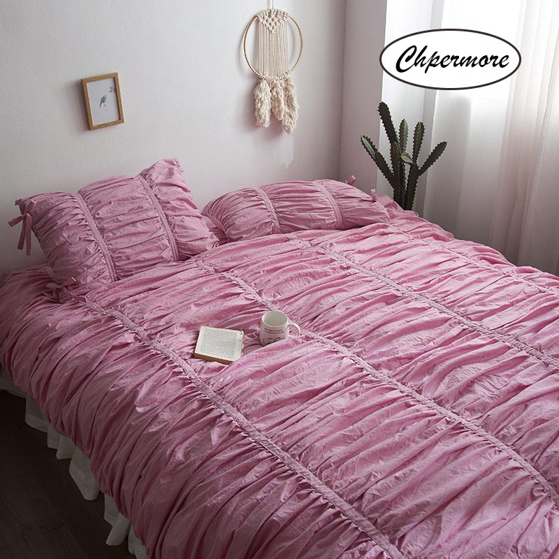 Chpermore Korean Girl princess style Bedding set 100% Cotton Duvet cover Sets Bed Sheets pillowcases 3/4 PCS Queen King Size