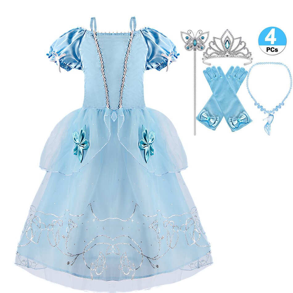 Children Makeup Fantasy Costume Cinderella Dress Girls Dress Up Cinderella Costume Baby Girl Princess Party Prom Evening Dress