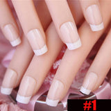 24 PCS Acrylic False Nails Full Cover Plastic Fake Nails Art Tips French Manicure Salon With Double sided adhesive nail Art