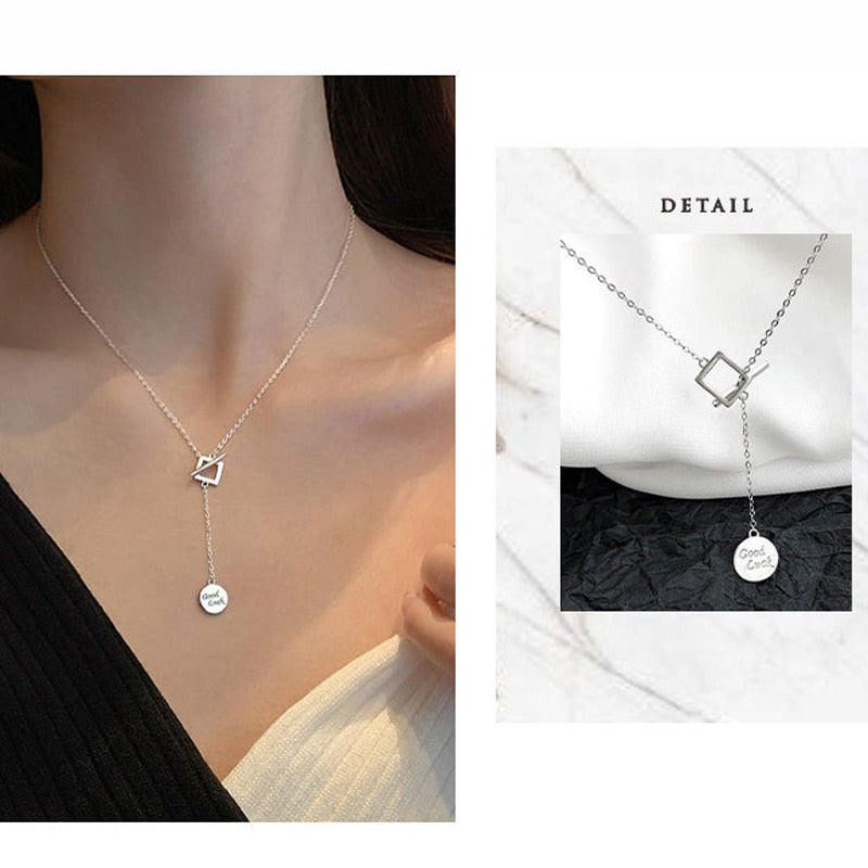 Tassel Round Tag Necklace Geometric Choker Shiny Wafer Pendants For Women Wedding Fine Jewelry NK100