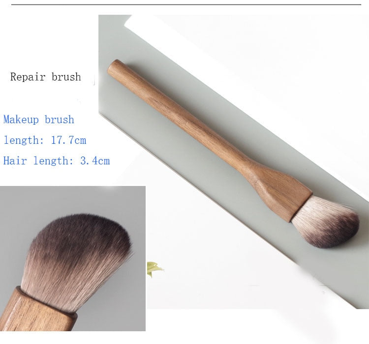 1Pcs European Vintage Wood Handle Makeup Brush High Quality Loose Powder Blush Foundation Brush Super Soft Theatre Makeup