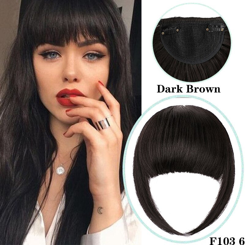 Shangzi Clip In Blunt Bangs Bang Hair Extension Synthetic Wig Fake Fringe Natural Hair Bangs Black L Brown Accessories Fake Hair