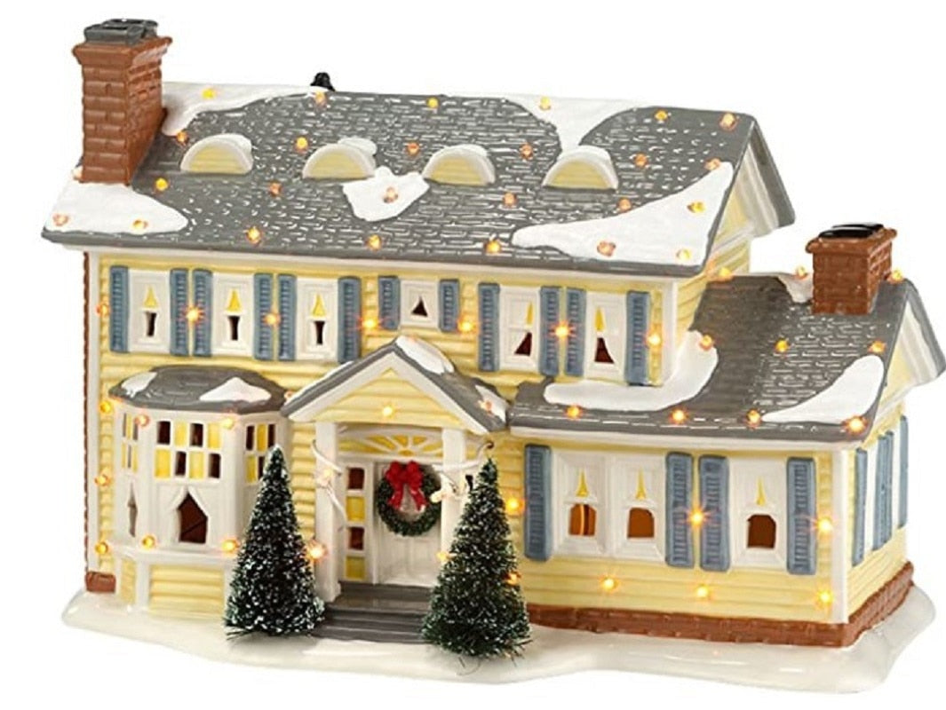 Brightly Lit Building Christmas Santa Claus Car House Village Holiday Garage Decoration Griswold Villa Home Desktop Figurines