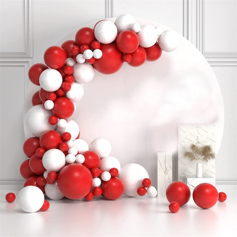 127pcs Red White Balloon Garland Arch Kit Kids Baby Shower Birthday Valentine's Day Engagement Wedding Party Decoration Balloons