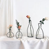 Retro Iron Line Table Flowers Vase Pot Ornament Metal Plant Holder Nordic Styles Flower Vase Home Garden Decorations Wedding