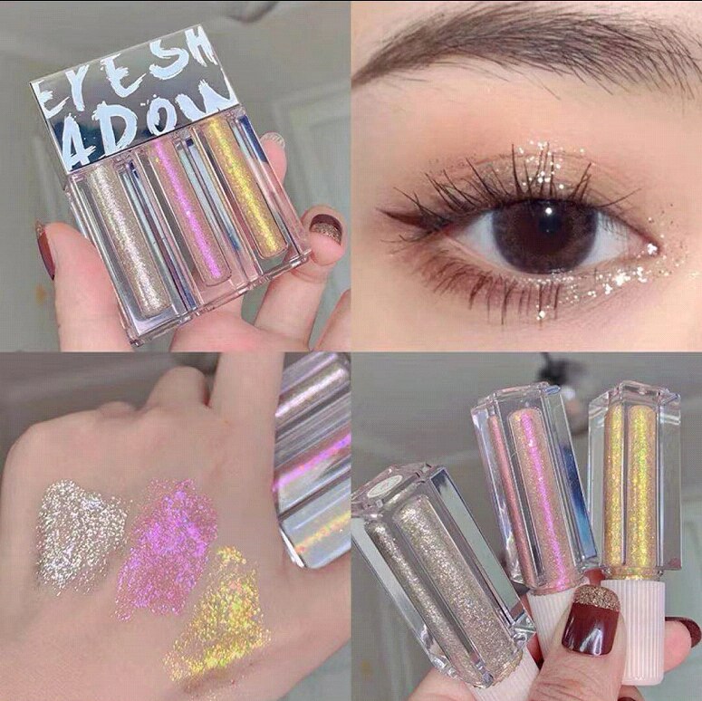 10PCS Liquid Shimmer Glitter Eye Shadow Long Lasting Diamond Metallic Eyeshadow Eye Liner Pen Highlighter Stick Bronzer Cosmetic