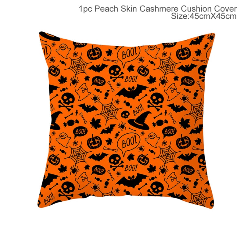 Halloween Cushion Cover Pumpkin Bat Wizard Ghost Halloween Decor For Home Pillowcase Ornament Scary Halloween Party Supplies