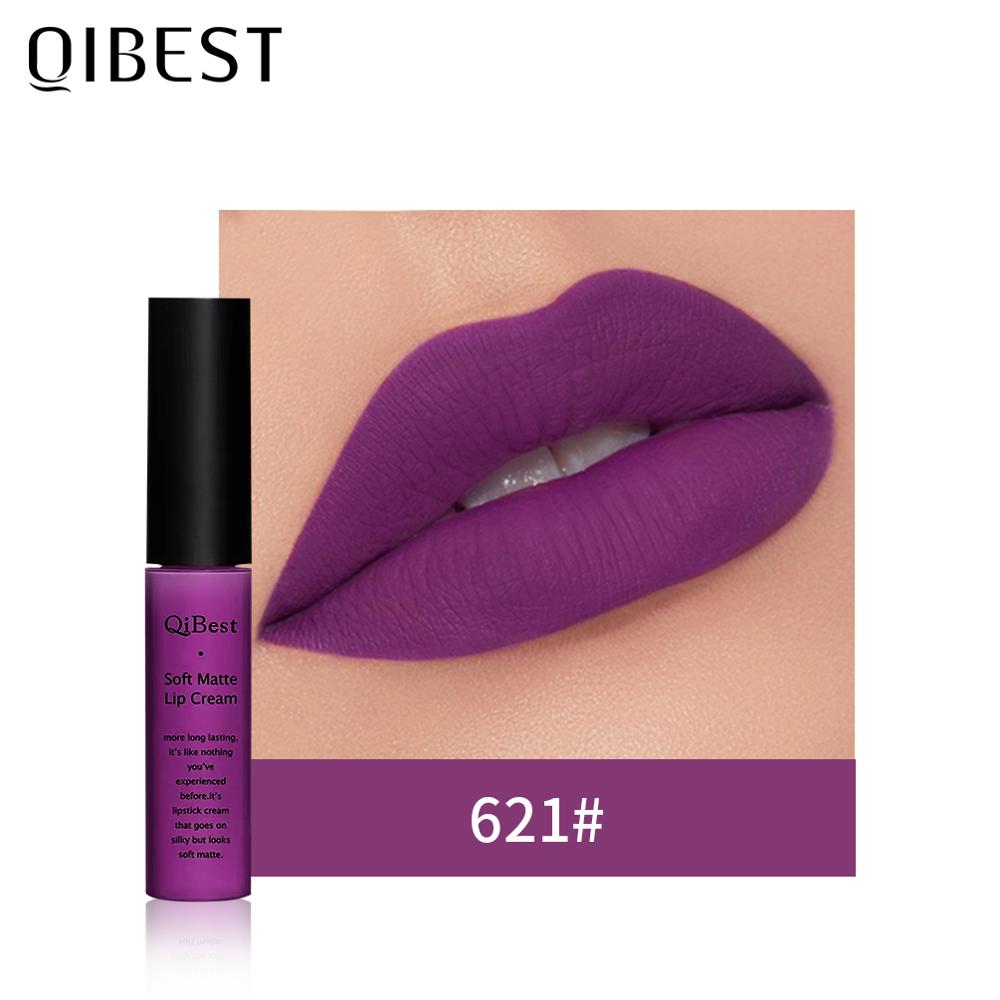 QIBEST Matte Lip Gloss Lip Makeup 34 Colors Velet Nude Waterproof Lipgloss Matte Lipstick Liquid Lipstick Long lasting Lip Tint