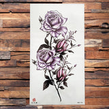 Watercolor Rose Flower Temporary Tattoo For Women Kids Girls Cherry Fake Tattoos Sticker Sexy Lotus Henna Waterproof Tatoo Waist