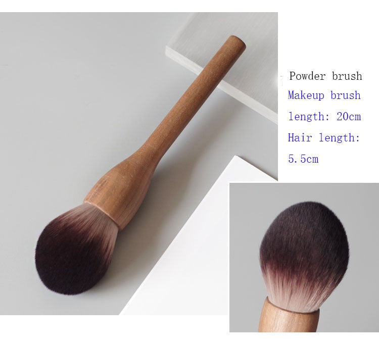 1Pcs European Vintage Wood Handle Makeup Brush High Quality Loose Powder Blush Foundation Brush Super Soft Theatre Makeup