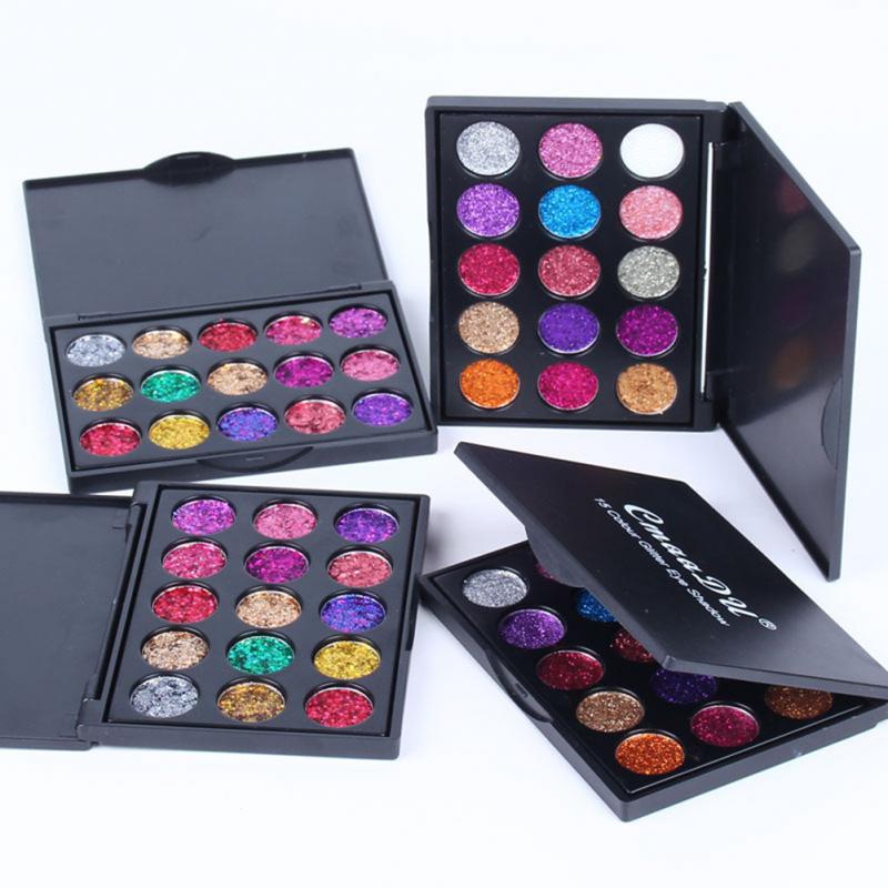 15 Colors Diamond Sequin Eyeshadow Palette High Gloss Shimmer Shiny Glitter Eye Shadow Waterproof Cosmetic Eye Makeup TSLM1